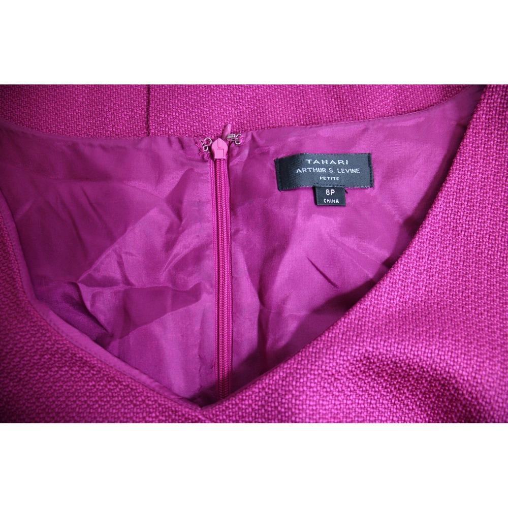 Tahari ASL Women 8 Petite Career Dress Pink V Neck Cutout Lined EUC - Picture 4 of 4